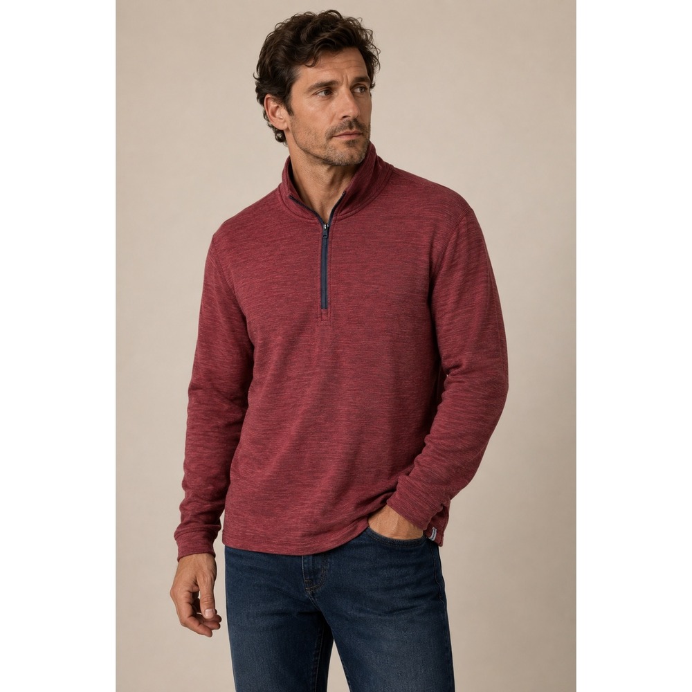 NWT Marine Layer Mens Weekend Sport 1/4 Zip Pullover Shirt Small Casual Maroon